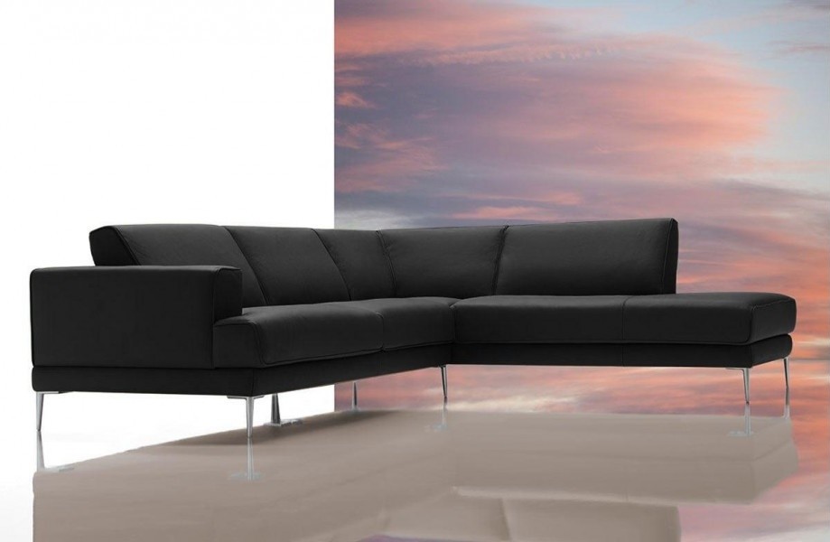 Modern Black Italian Leather Sectional Sofa - Modern - Living Room