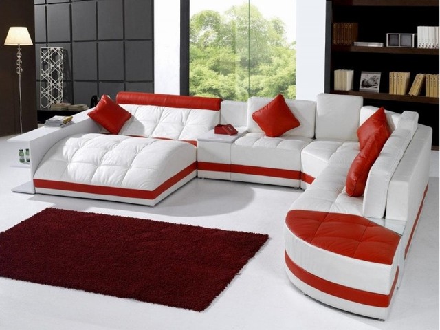 Red and white sectional deals