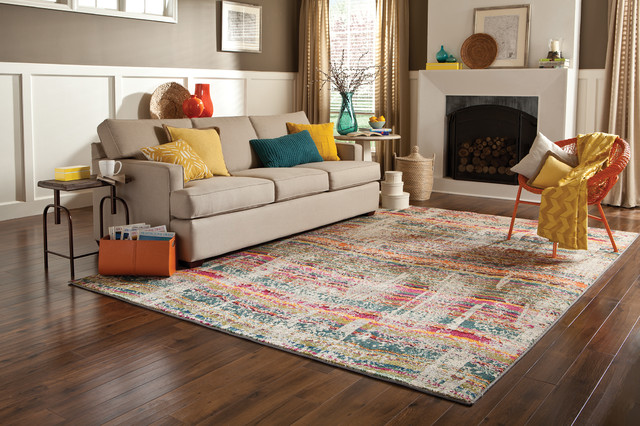 Modern Bright Colored Area Rug, Colorful Living Room Carpet