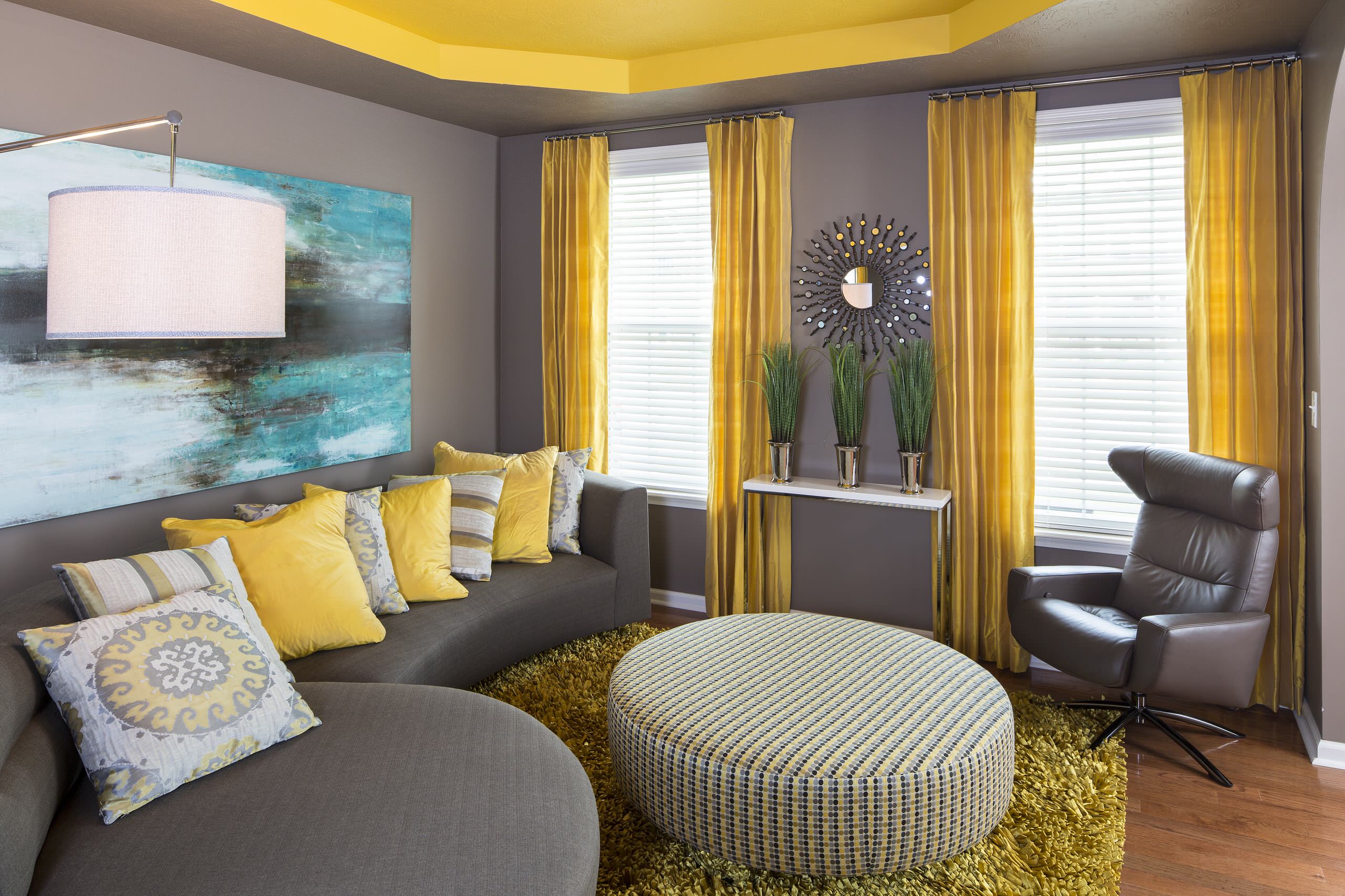 Gray Couch Yellow Pillows
