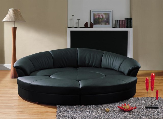 Stylish White Leather Circular Sectional Sofa - Moderno - Salón - Los  Ángeles - de EuroLux Furniture | Houzz