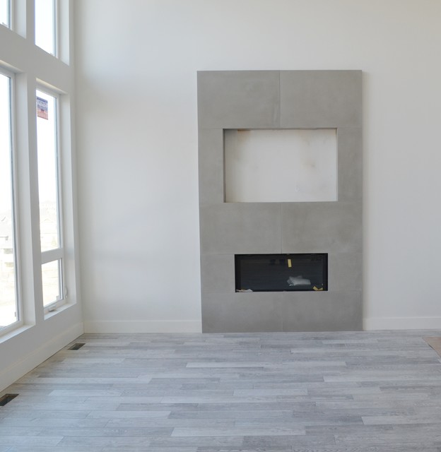 Modern Concrete Fireplace Surround Contemporary Living Room