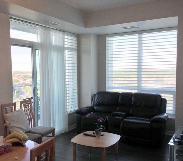 Modern Condos Blind Solutions (and drapes) Contemporary Living Room