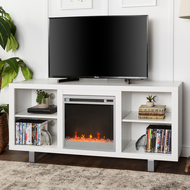 Modern Electric Fireplace TV Stand Media Console Entertainment Center -  White - Modern - Living Room - by Walker Edison Furniture Company | Houzz UK