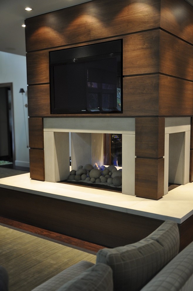 Inspiration for a modern living room remodel in Detroit