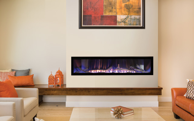 Modern Gas Fireplace with Hand Painted Log Set - Contemporary - Living Room  - by American Hearth - Empire Comfort Systems | Houzz