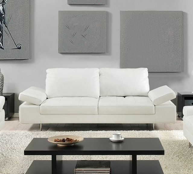 Modern Gia Full Italian Leather Sofa White Modern Living Room