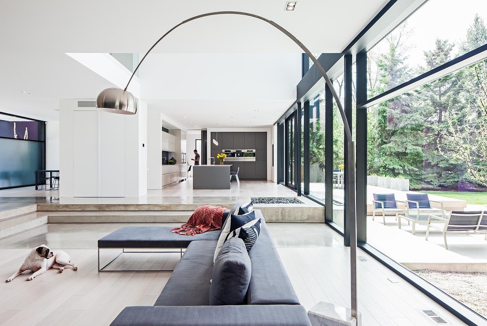 Inspiration for a scandinavian white floor living room remodel in Toronto