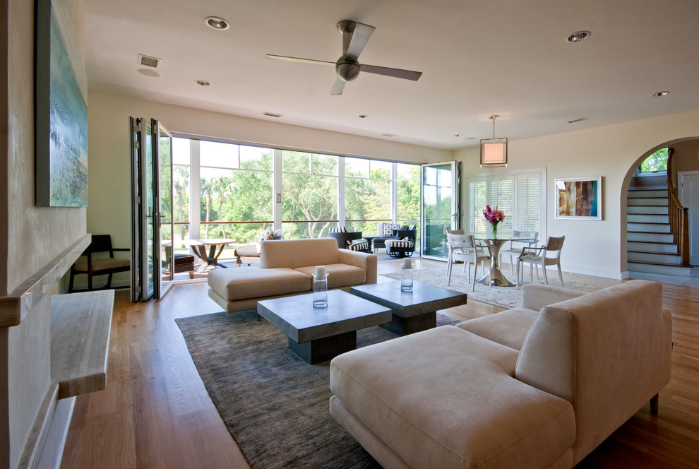 Modern Island Beach Home Retractable Wall - Tropical - Living Room ...