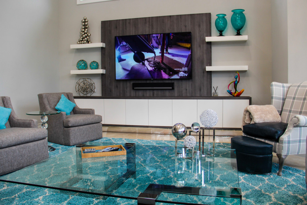 Mid-sized minimalist living room photo in Miami