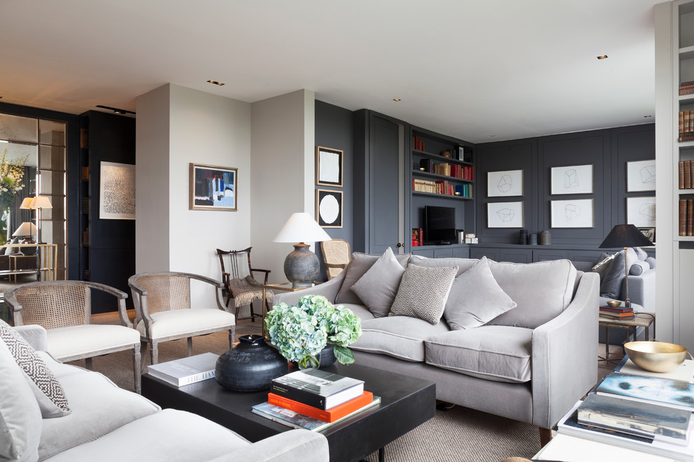 Design ideas for a medium sized modern living room in London.