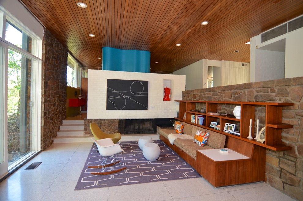 Inspiration for a mid-sized mid-century modern living room remodel in Other