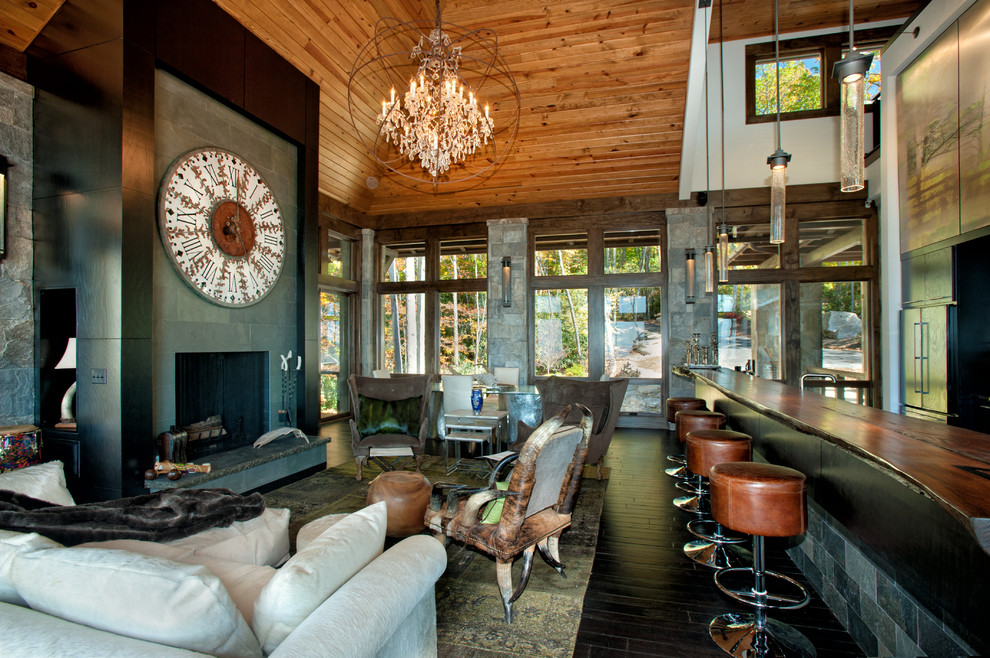 This is an example of a rustic living room in Charlotte.