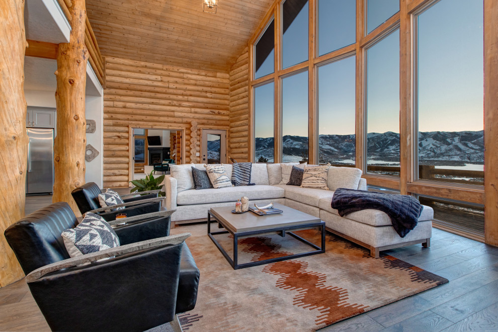 Modern Rustic Log Home Furniture Project On A Dime Contemporary Living Room Salt Lake City By Home Style Houzz