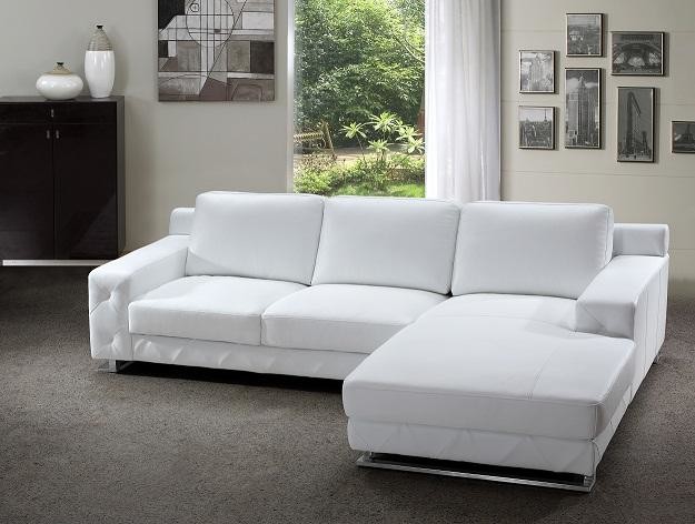 Modern Sectional Sofa In White Leather