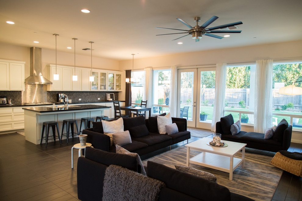 Modern, White and Black Home Modern Living Room Los Angeles by