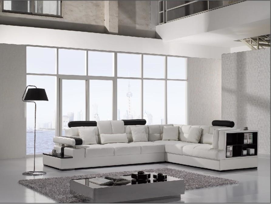 Modern White Leather Sectional Sofa with Storage - Modern - Living Room ...