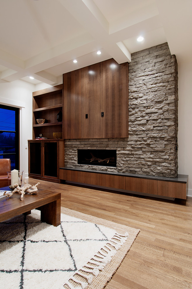 Living room - modern living room idea in Calgary