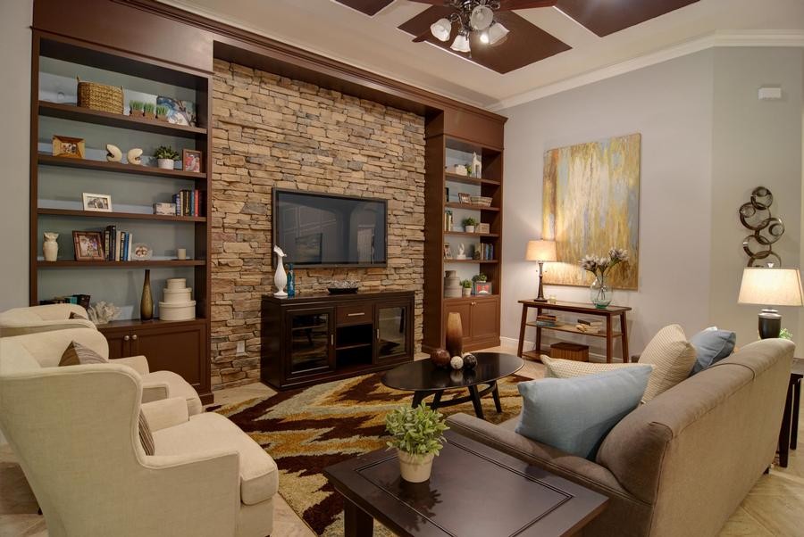 Свежая идея для дизайна: открытая, парадная гостиная комната в современном стиле с серыми стенами и полом из керамической плитки без камина, телевизора - отличное фото интерьера