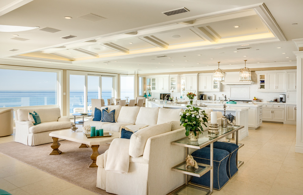 Inspiration for a coastal formal and open concept living room remodel in Orange County