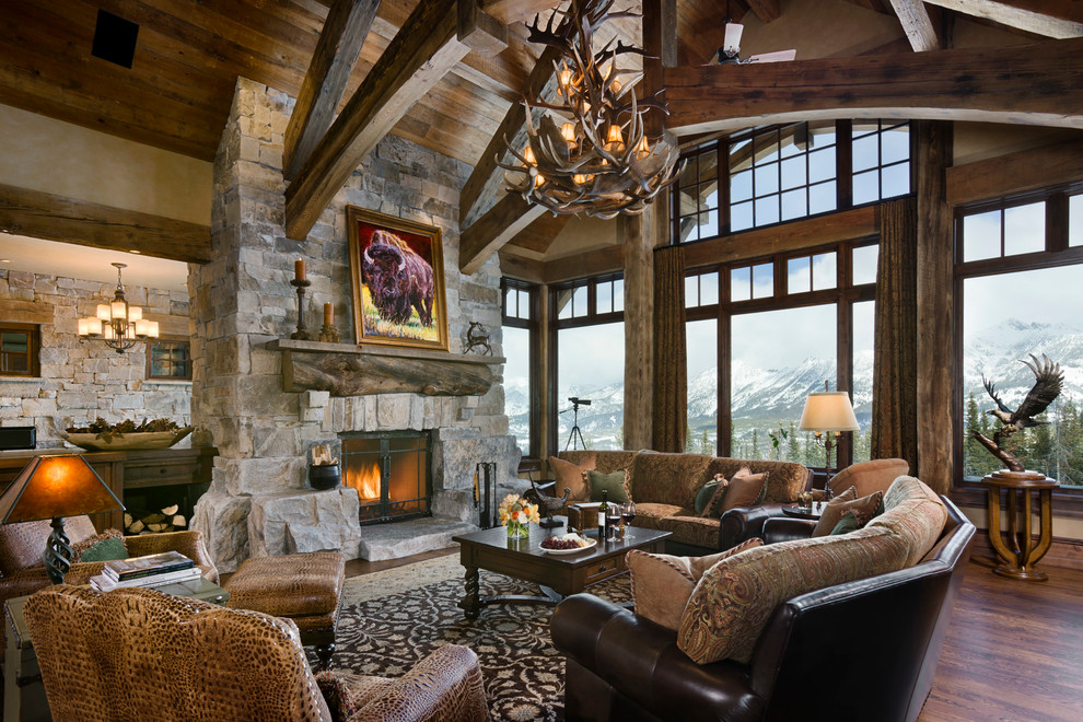 Inspiration for a rustic living room remodel in Other