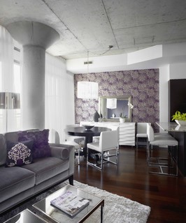 75 Graue Wohnzimmer mit lila Wandfarbe Ideen & Bilder - März 2023 | Houzz DE