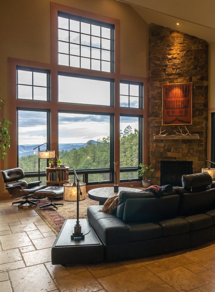 Medium sized rustic living room in Albuquerque.