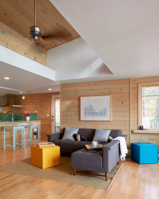 Mousam Lake cottage Modern Living Room Portland Maine by Delano