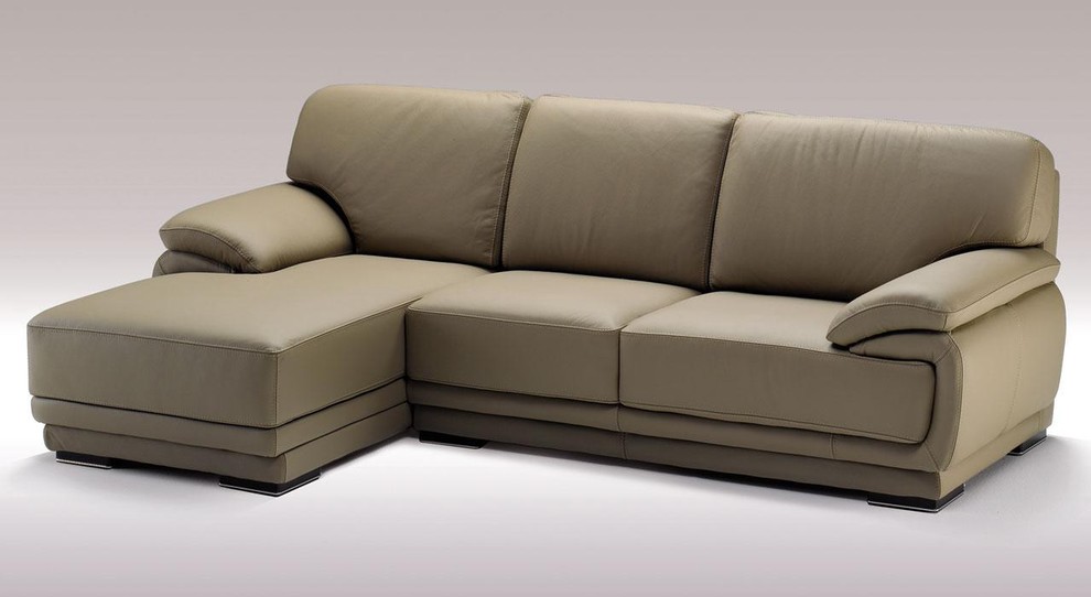 Mushroom Color Sectional Sofa in Top Grain Italian Leather Modern