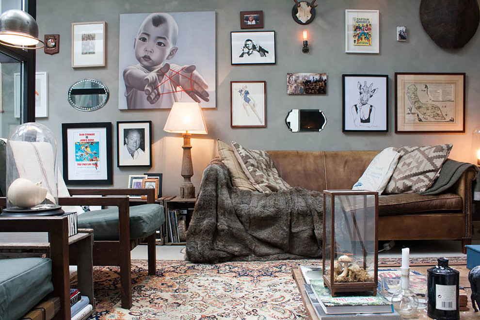 Eclectic living room photo in Amsterdam