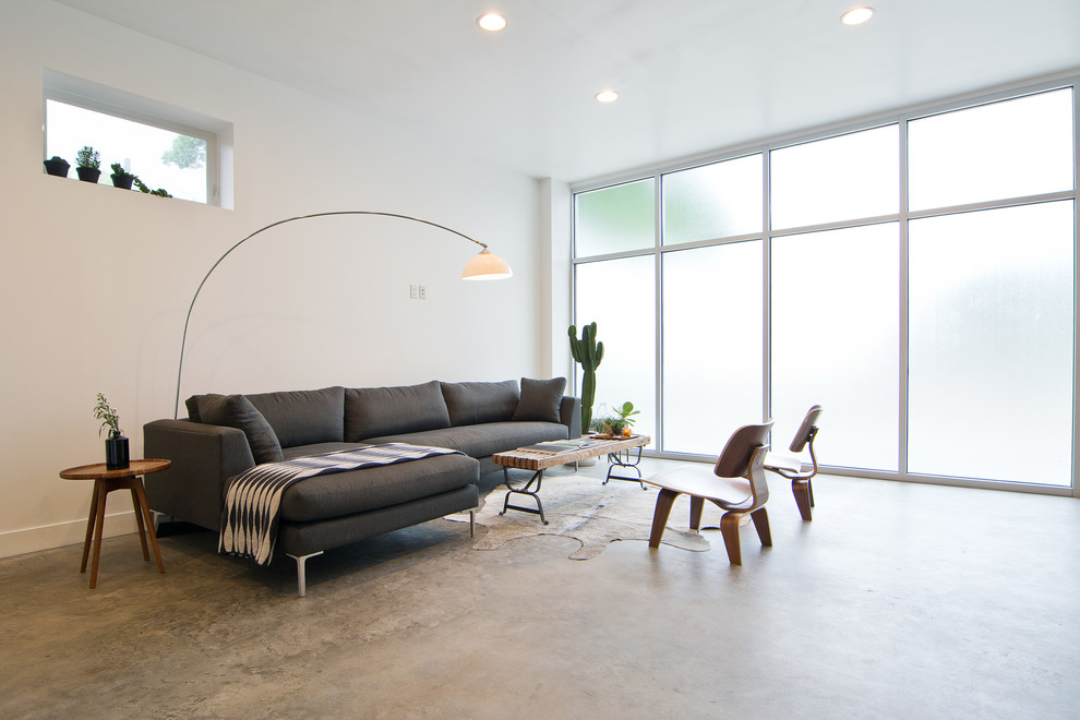 Mid-century modern living room photo in Salt Lake City