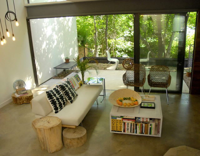 My Houzz An Austin Architects Hip Modern Home Modern Living Room