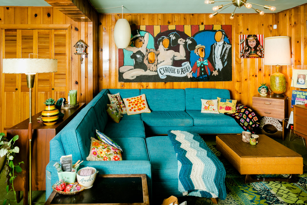 Photo of a bohemian living room in Austin.