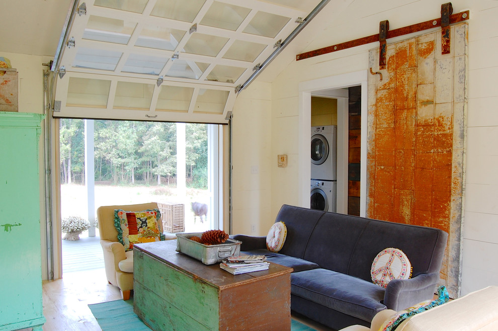 Living room - cottage living room idea in New York with beige walls