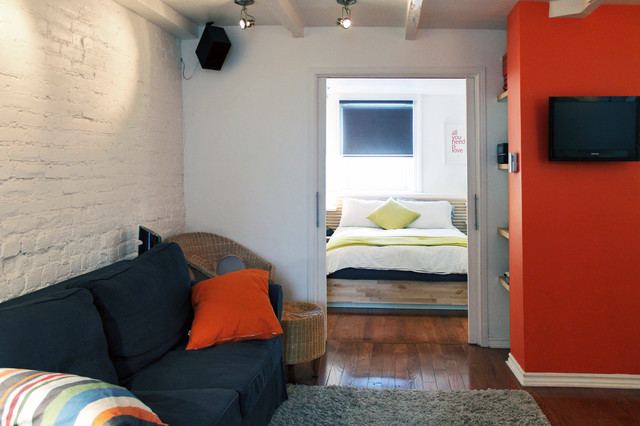 My Houzz Creative Solutions Transform a Tricky Basement Studio