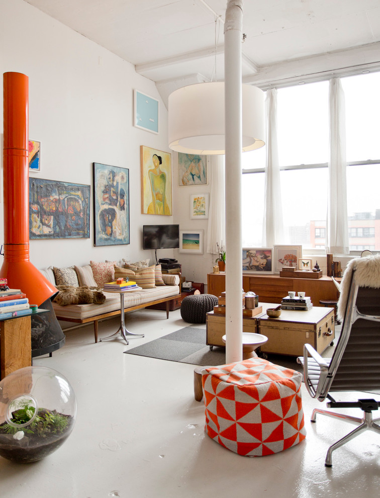 My Houzz Walls of Art and Glass in a Brooklyn Loft Eclectic Living