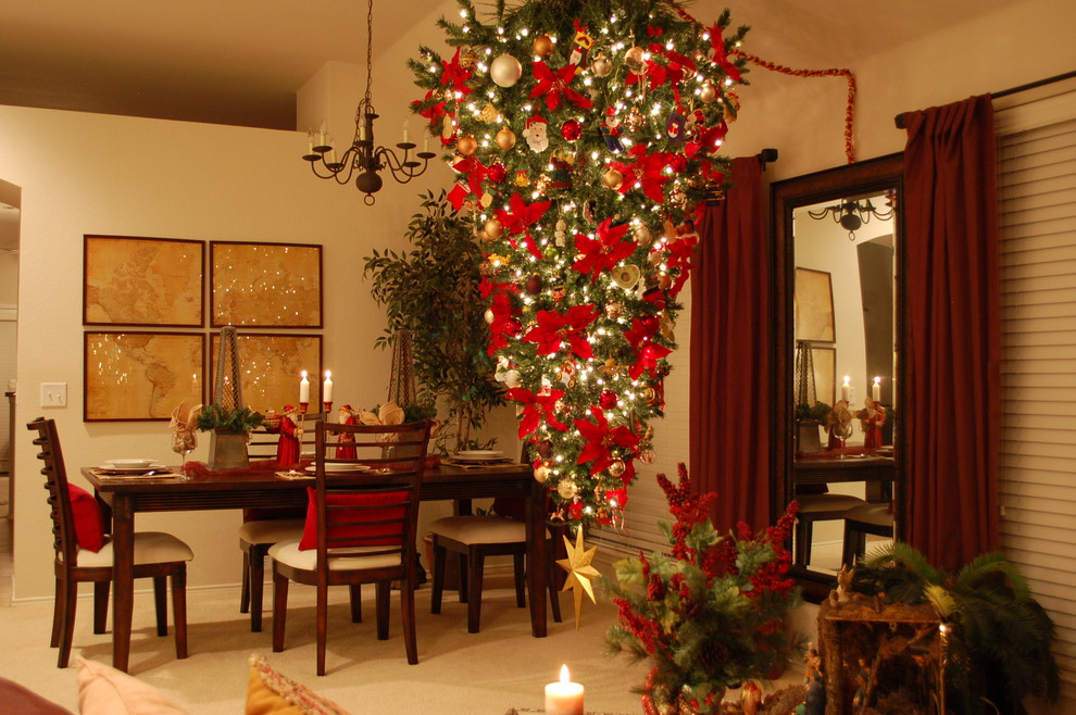 Upside Down Christmas Tree Over Dining Room Table