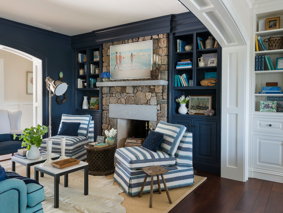 Inspiration for a beach style living room in Providence.