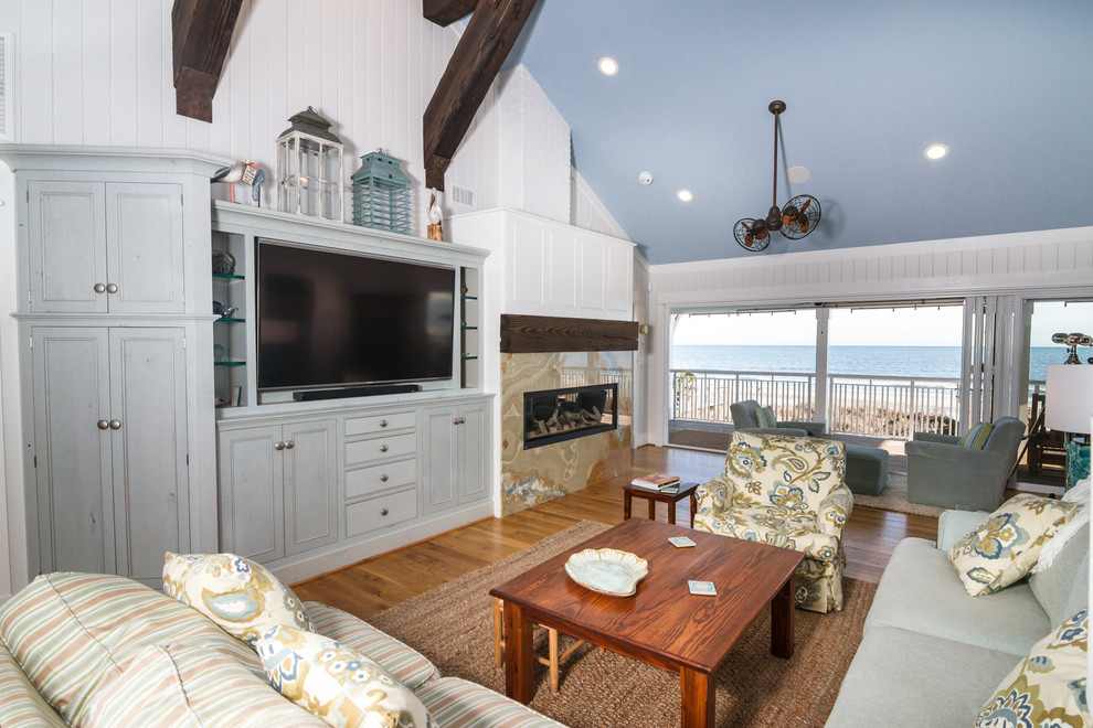 Photo of a coastal living room in Charleston.