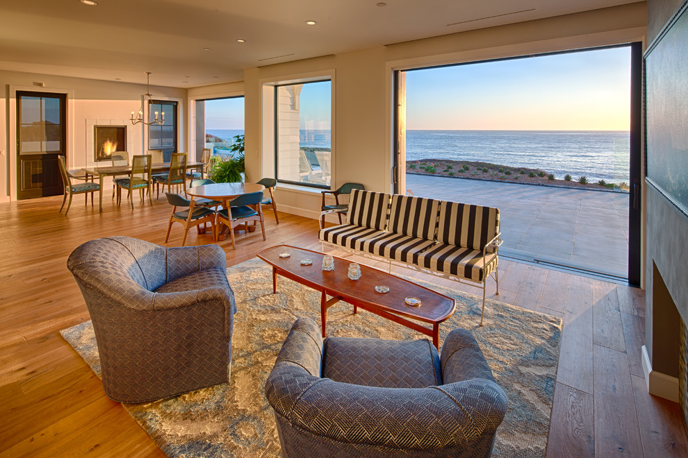 Design ideas for a coastal living room in San Diego.