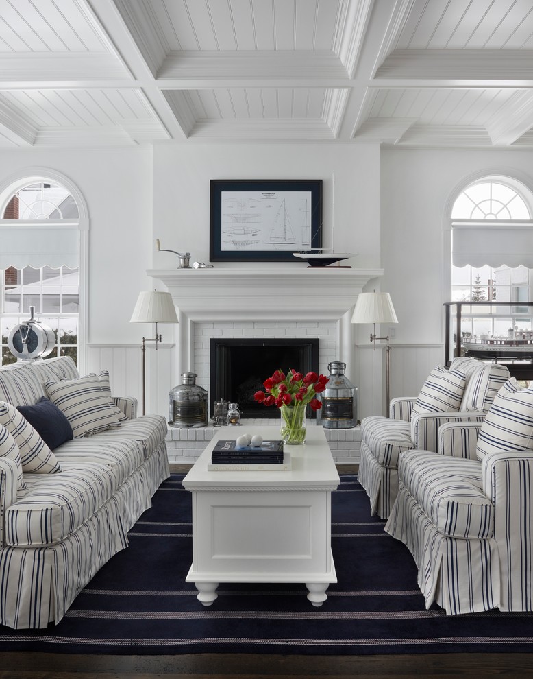 Living room - traditional living room idea in Other with white walls
