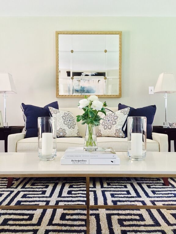 White And Navy Living Room Photos