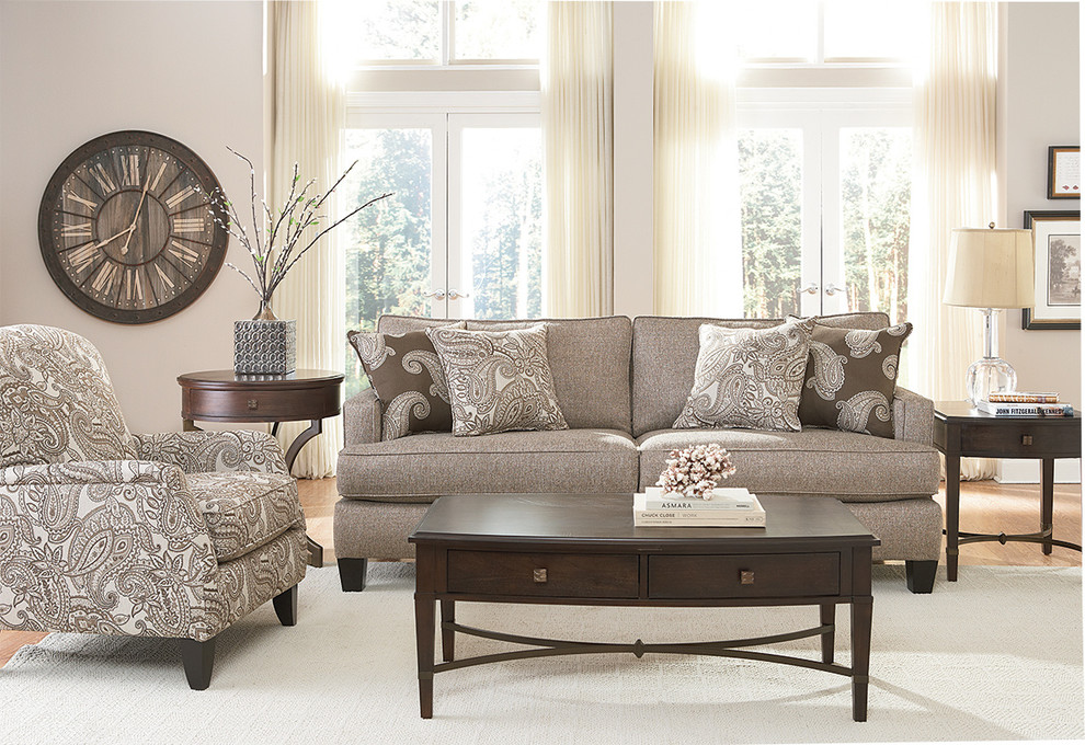 Inspiration for a transitional open concept light wood floor living room remodel in Houston with beige walls, no fireplace and no tv