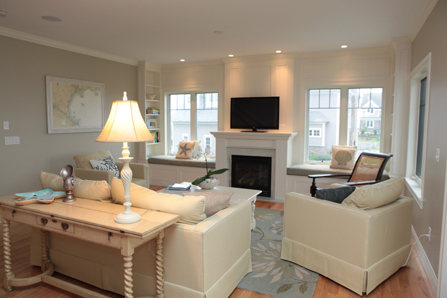 New Construction beach house Beach Style Living Room Portland
