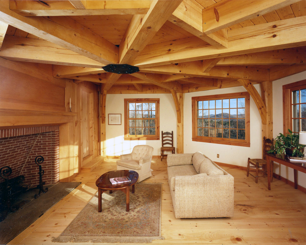 Inspiration for a rustic living room in Boston.