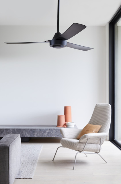 Bayside Calypso Ceiling Fan in Black Scandinavian Bedroom