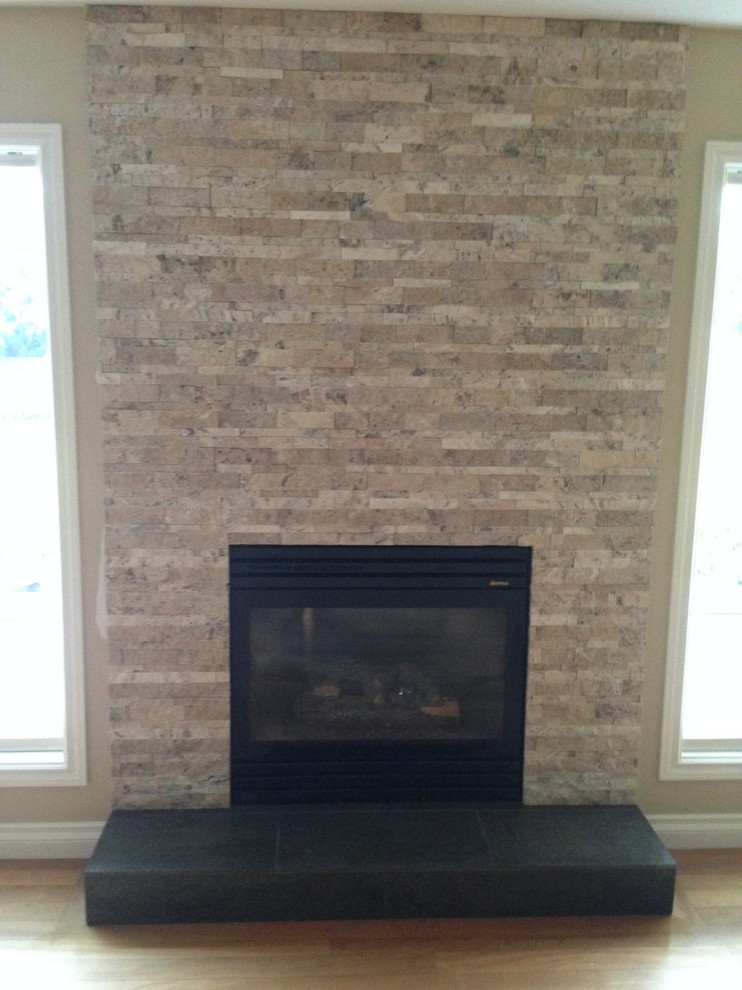 New Fireplace Facade Transitional Living Room Vancouver by