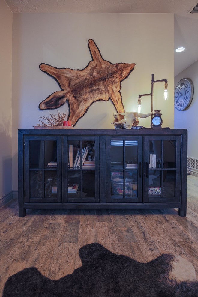 Inspiration for a rustic living room remodel in Salt Lake City