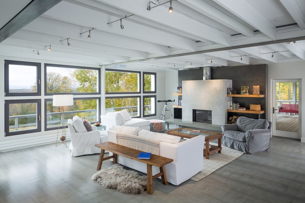 Design ideas for a contemporary living room in Burlington.