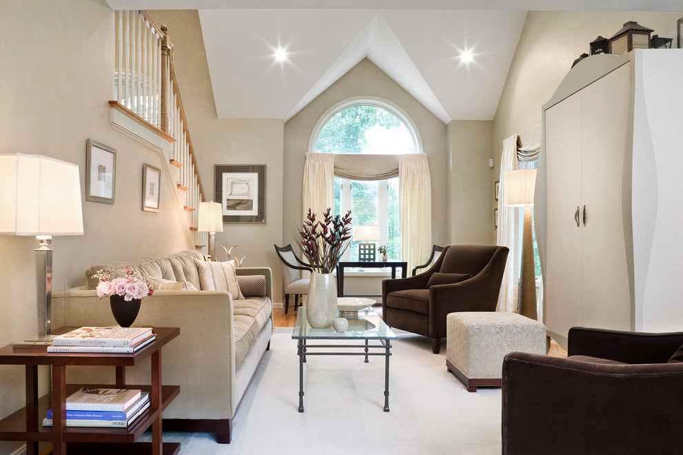 Inspiration for a transitional formal and open concept living room remodel in Boston